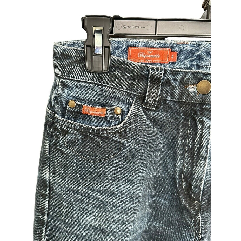 Faconnable Jeans Size 4 Bootcut Straight Blue Black Denim 100% Cotton #O2-5 - Picture 3 of 13